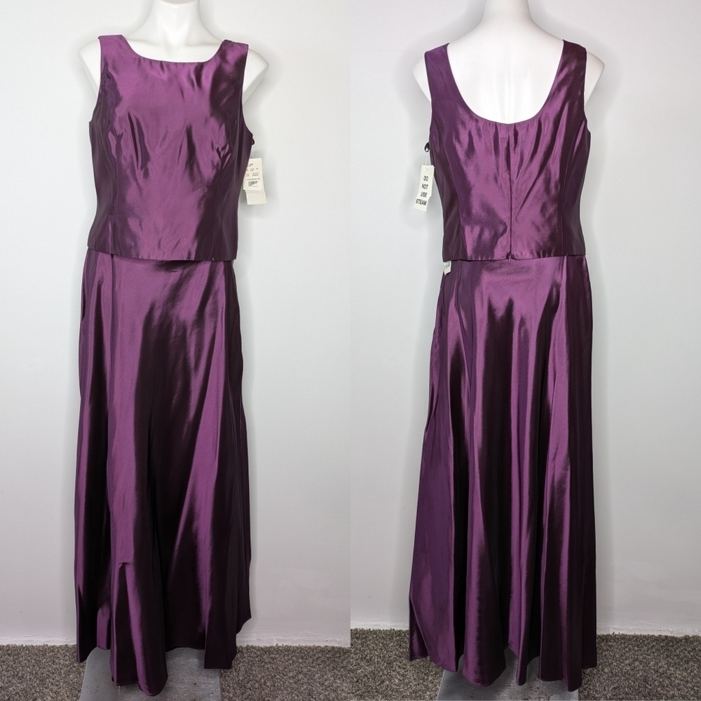 NWT Michaelangelo purple two piece sleeveless maxi skirt evening wear set 12/14